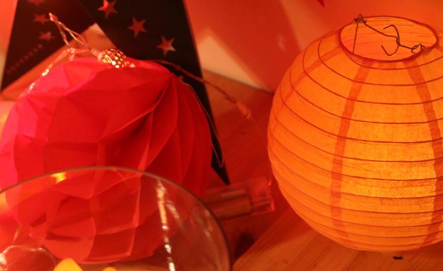 decoration orange boule japonaise papier lumineuse LED