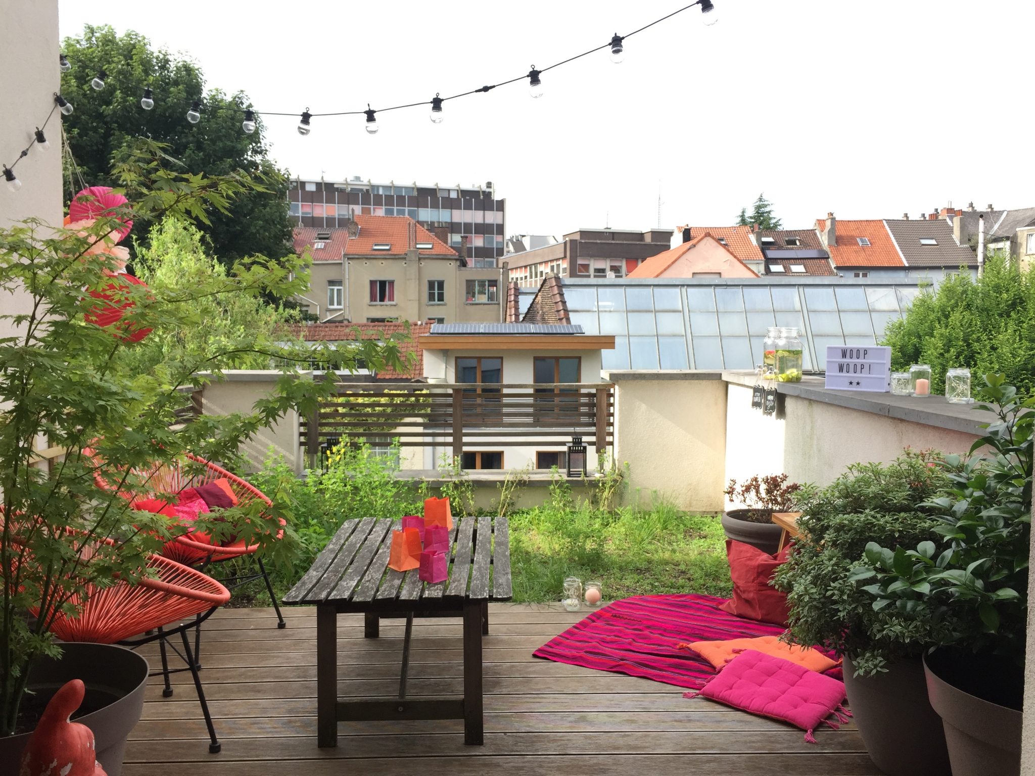 deco outdoor terrasse boheme rose orange corail