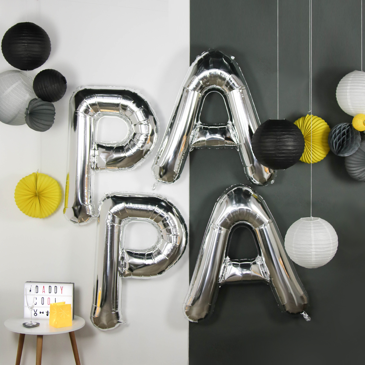 ballons lettres fete des peres papa argent grand