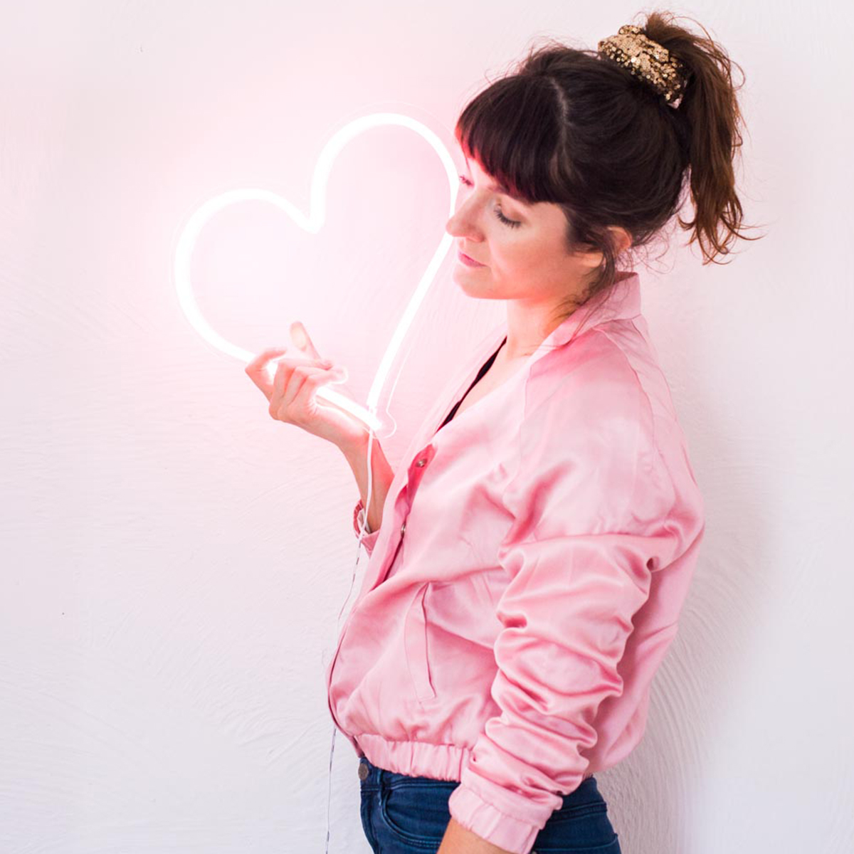 lampe neon coeur rose flash deco party