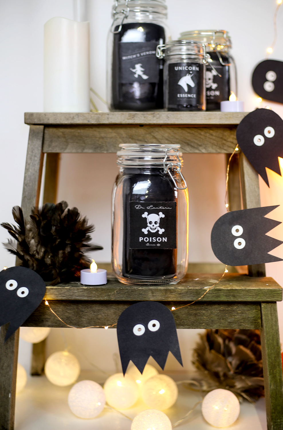 bocal verre diy halloween étiquettes decoration