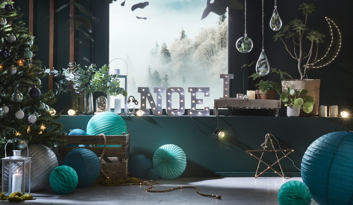 deco noel vert bleu tendance 2018 2017 fêtes