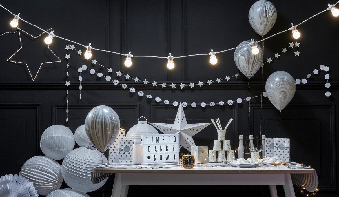 Déco Nouvel an tendance : du noir et blanc réveillon 31 décembre