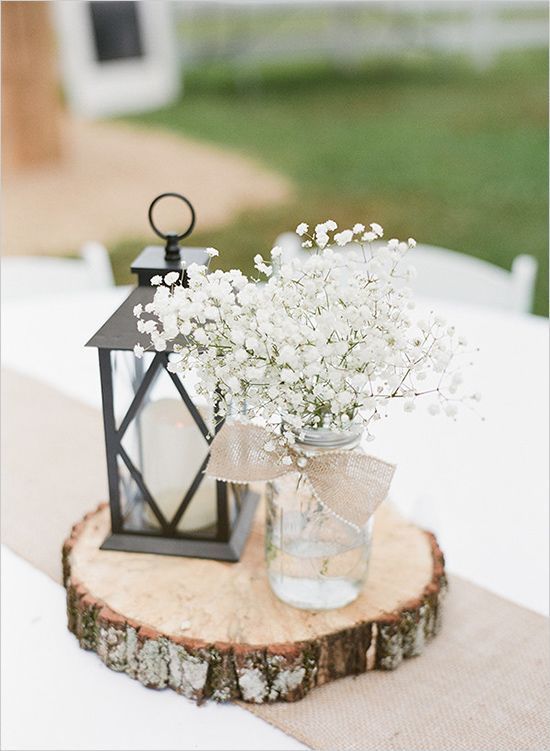 gypsophile fleurs blanches mariage champêtre idées déco rondin