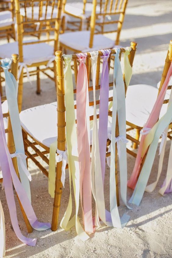 rubans chaise décoration tendznce mariage 2018 pastel