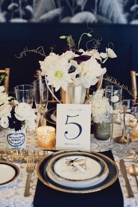 table bleu marine navy or mariage tendances 2018 2019