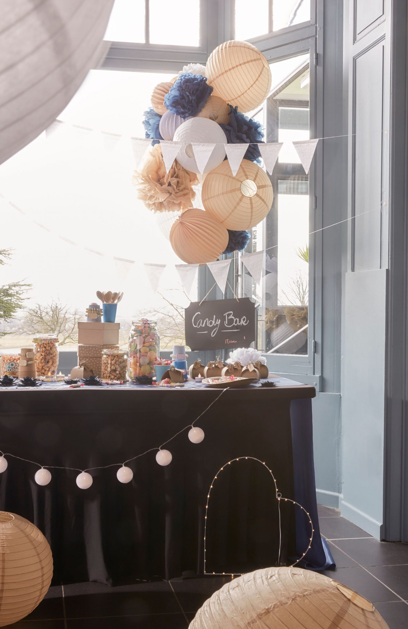 candy bar mariage décoration lumineuse guirlandes coeur lumineux