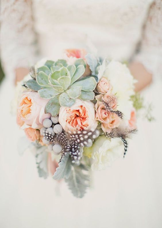 bouquet fleurs mariage couleur 2019 succulente pivoine peche conseils