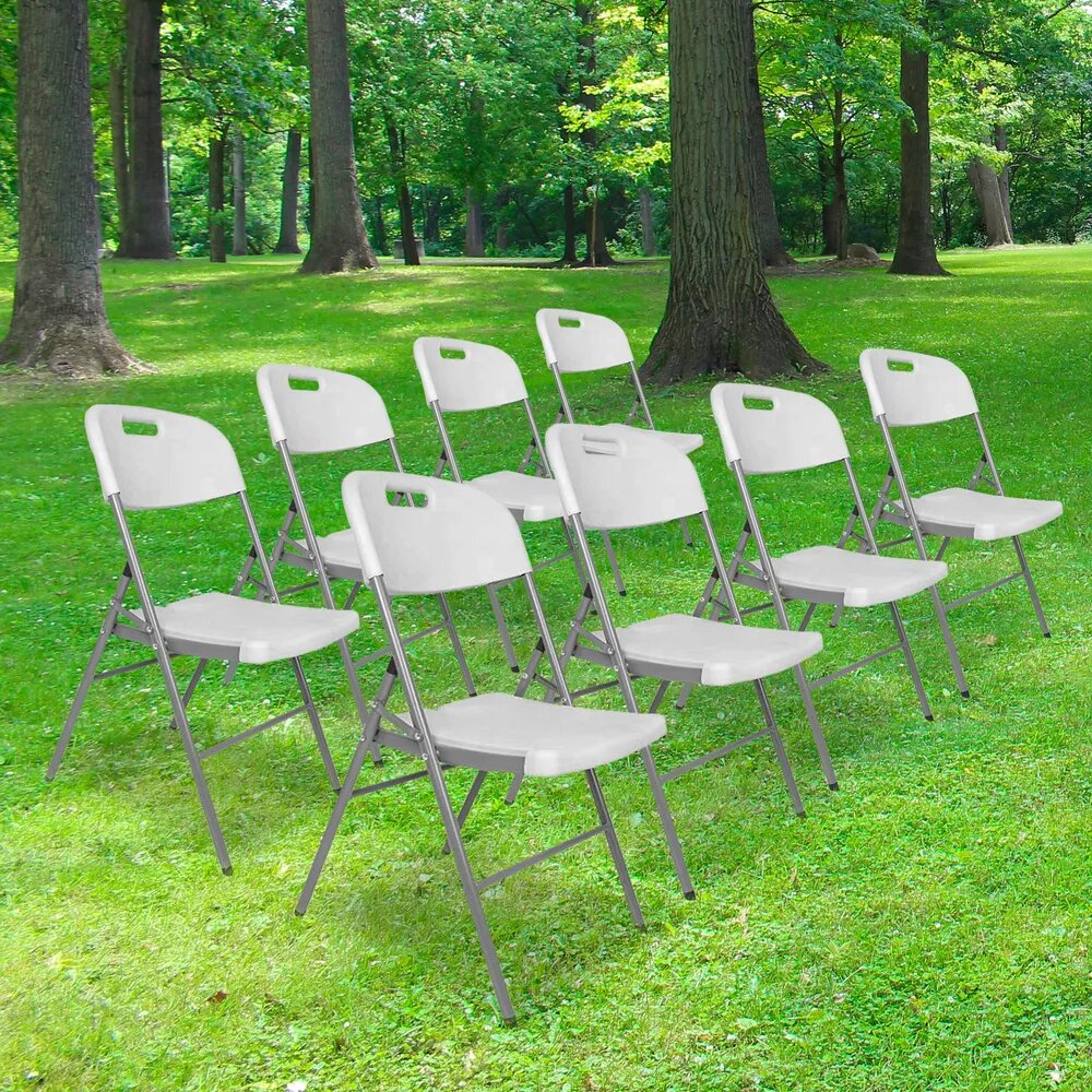 lot de chaises pliantes blanches pour jardin, mariage, événement, exterieur, terrasse, camping