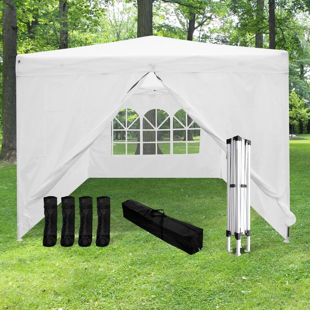 chauffer une tonnelle jardin 3x3 mètres blanche pour jardin, événement professionnel, mariage, baptême