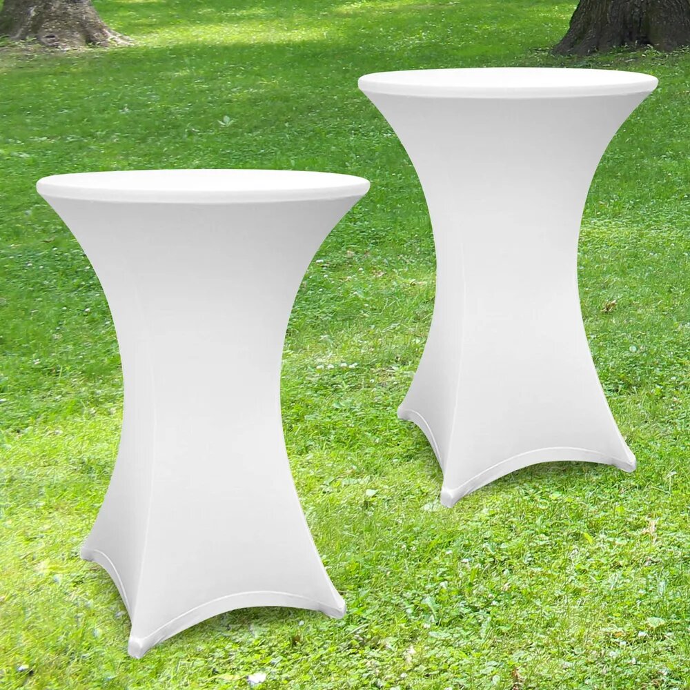 table haute mange debout avec nappe blanche