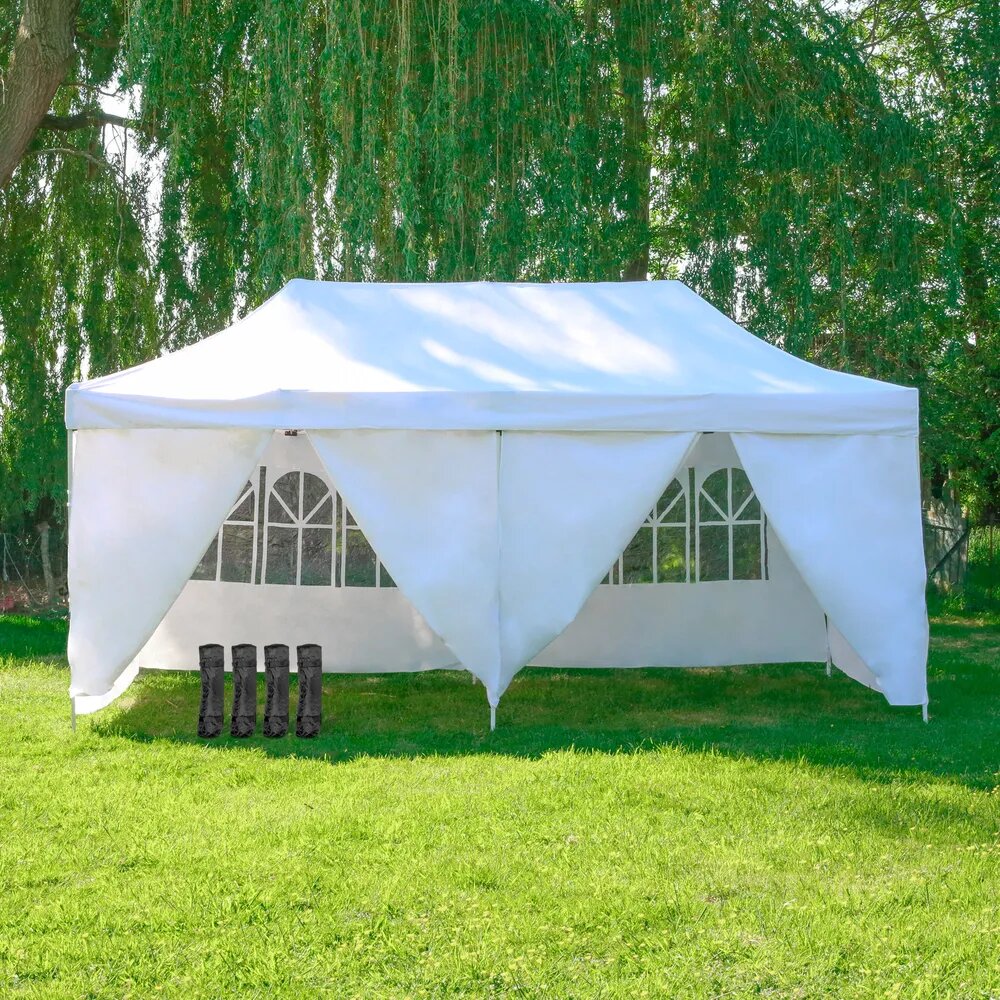 grande tonnelle pliante blanche pour evenement et rangement exterieur