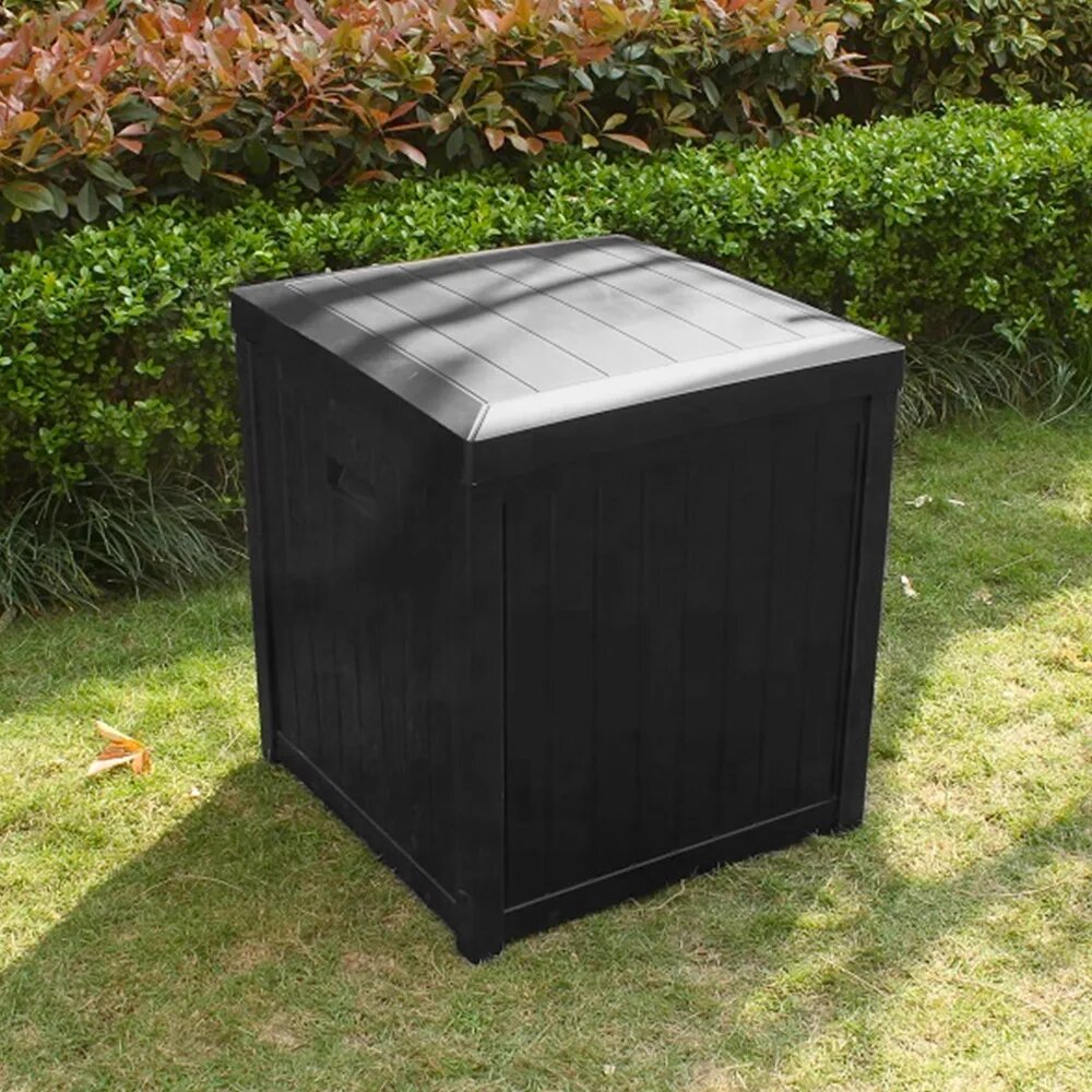 coffre de jardin noir 120L coffre de rangement exterieur