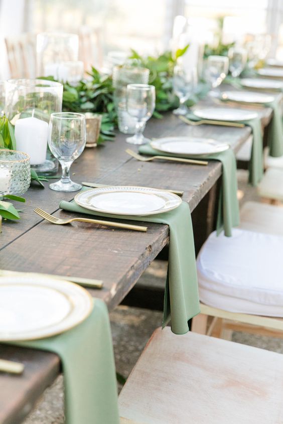 decoration table mariage verte