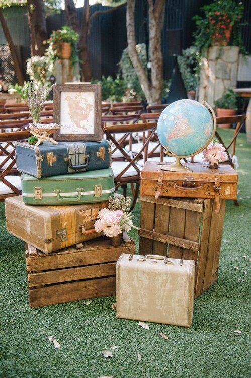 decoration mariage theme voyage avec valises