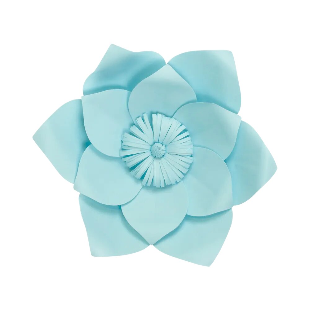 fleurs papier bleu pour voiture de mariage