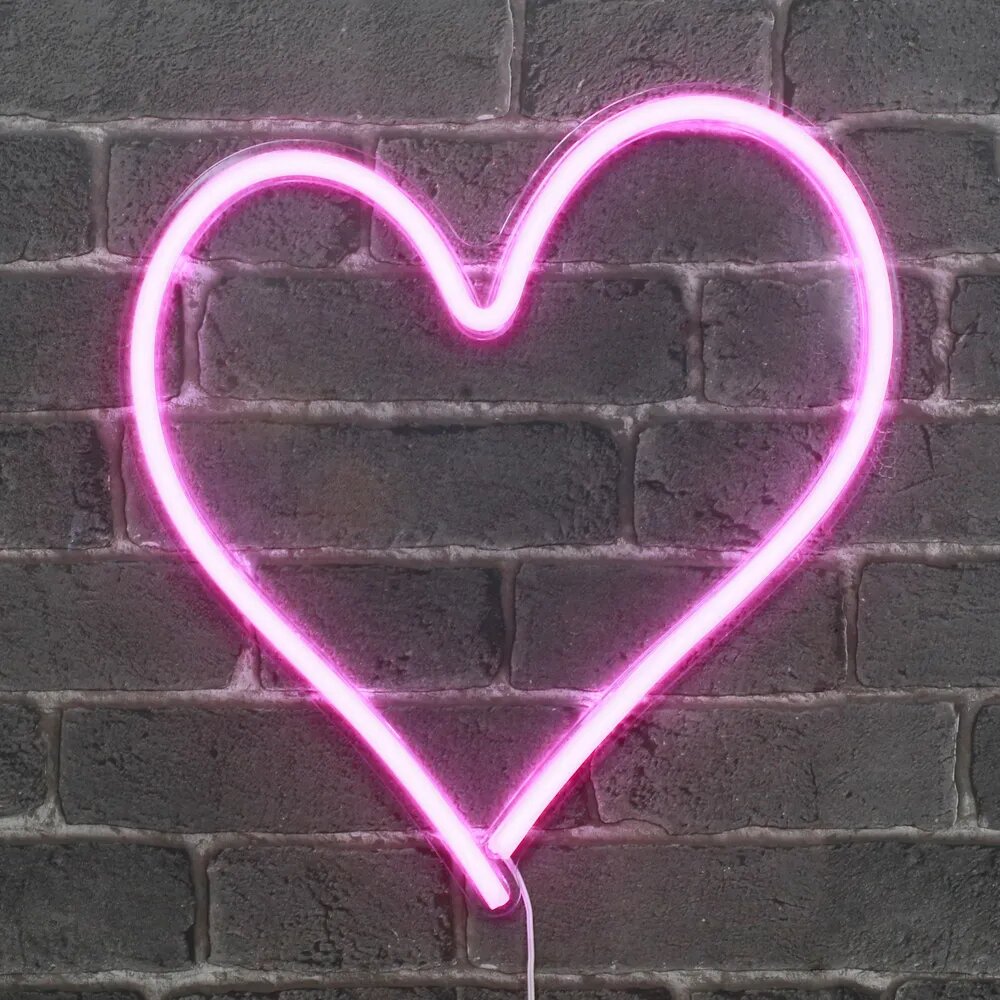 neon coeur rose saint valentin